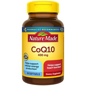 nature made coq10 400 mg, dietary supplement for heart health support, 40 softgels, 40 day supply