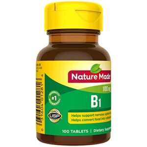 Nature Made Vitamin B1 100 mg, Dietary Supplement for Energy Metabolism Support, 100 Tablets, 100 Day Supply