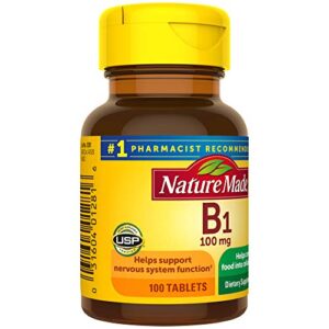 Nature Made Vitamin B1 100 mg, Dietary Supplement for Energy Metabolism Support, 100 Tablets, 100 Day Supply