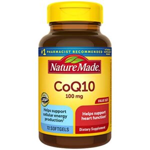 coq10 100 mg softgels, 72 count value size for heart health