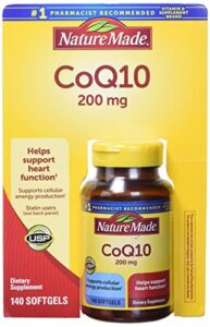 nature made coq10, softgels helps supports heart function & cellular energy production, unflavored, 200 mg, 140 count