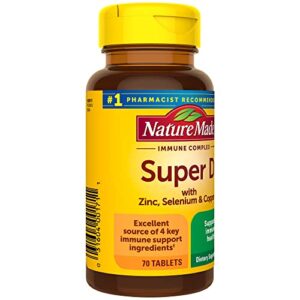 Nature Made Super Vitamin D Immune Complex, Vitamin D3, Selenium, Copper and Zinc Supplements for Immune Support, 70 Tablets, 70 Day Supply