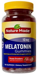 nature made melatonin 10mg dreamy strawberry natural flavors, 150 gummies