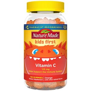 nature made kids first vitamin c gummies, dietary supplement for immune support, 110 gummies, 110 day supply