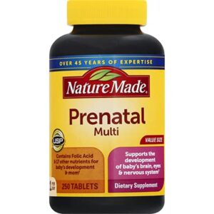 nature made. prenatal multi, + dha 200mg 150 tabs