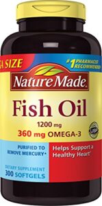 nature made 1200mg of fish oil, 2400 per serving, 360mg of omega-3, 300 softgels, 300 count (pack of 1)