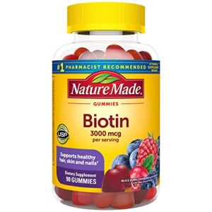 nature made biotin 3000 mcg, dietary supplement for healthy hair, skin & nail support, 90 gummies, 45 day supply