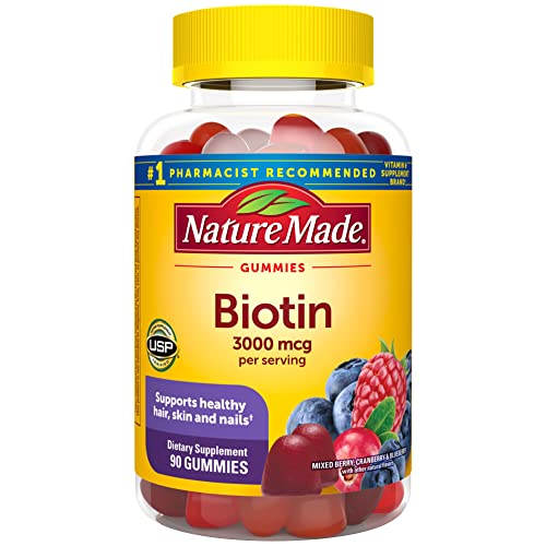 Nature Made Biotin 3000 mcg, Dietary Supplement For Healthy Hair, Skin & Nail Support, 90 Gummies, 45 Day Supply