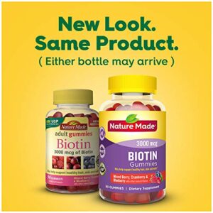 Nature Made Biotin 3000 mcg, Dietary Supplement For Healthy Hair, Skin & Nail Support, 90 Gummies, 45 Day Supply