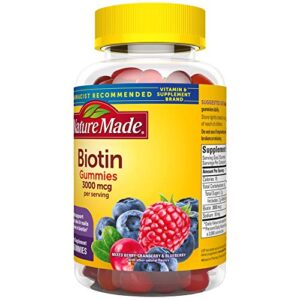 Nature Made Biotin 3000 mcg, Dietary Supplement For Healthy Hair, Skin & Nail Support, 90 Gummies, 45 Day Supply