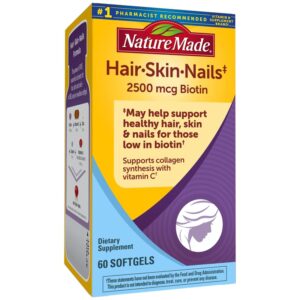 nature made hair, skin & nails w. 2500 mcg of biotin softgels 60 ct