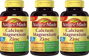 nature made calcium, magnesium & zinc w. vitamin d tablets value size 300 ct (3 pack of 300)