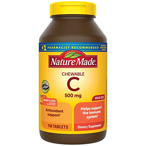 Nature Made Chewable Vitamin C 500 mg Tablets, 150 Count Value Size to Help Support the Immune System