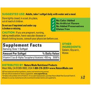 Nature Made Vitamin E 450 mg (1000 IU) dl-Alpha, Dietary Supplement for Antioxidant Support, 60 Softgels (Pack of 3)