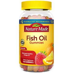 nature made fish oil gummies, omega 3 fish oil supplements, healthy heart support, 150 gummies, 75 day supply