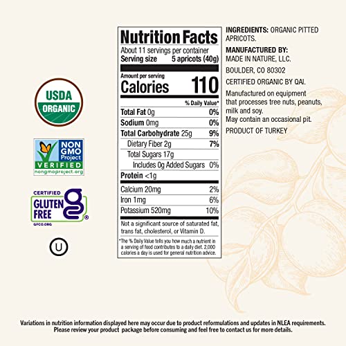 Made In Nature Organic Dried Apricots 16 Oz (Pack of 1) - Non-GMO Vegan Dried Fruit Snack