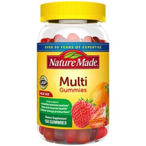 nature made multivitamin gummies, dietary supplement for daily nutritional support, 150 gummy vitamins and minerals, 75 day supply
