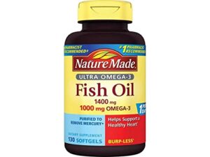 nature made ultra omega-3 burpless fish oil 1400 mg softgels w. omega 3 1000 mg 130 ct