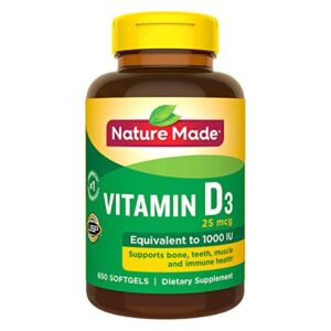 nature made vitamin d3 25 mcg, 650 softgels