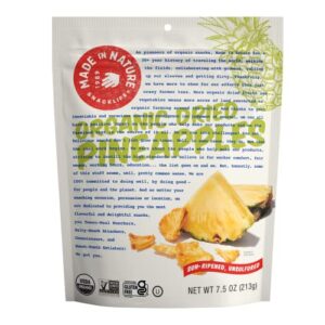 made in nature organic dried pineapples, 7.5 ounce (pack of 1) – non-gmo vegan dried fruit snack