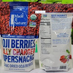 Made in Nature Organic Sun-Dried Unsulfured GOJI Berries 20oz 567g (Two Bags)