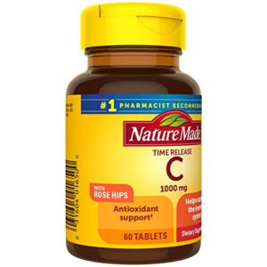 Nature Made Vitamin C 1000 mg Time Release Tablets with Rose Hips, 60 Count to Help Support the Immune System