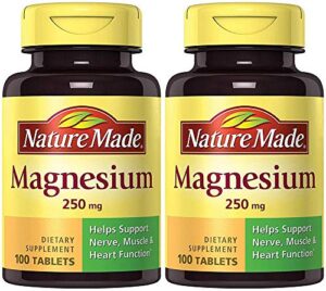 nature made magnesium (oxide) 250 mg, 100 tablets (2 bottles)