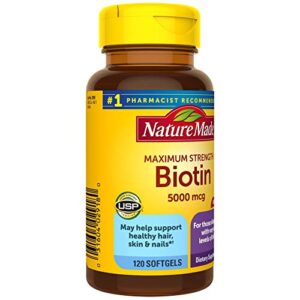 Maximum Strength Biotin 5000 mcg Softgels, 120 Count Value Size