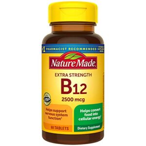 nature made extra strength vitamin b12 2500 mcg tablets, 60 count for metabolic health