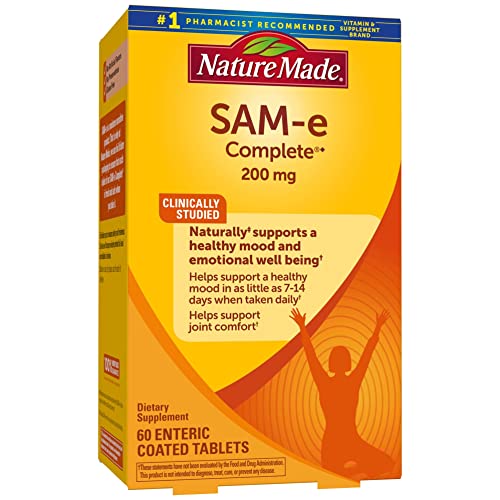 Nature Made SAM-e 200 mg Complete, Dietary Supplement for Mood Support, 60 Tablets, 30 Day Supply