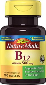 nature made vitamin b12 500 mcg. tablets 100 ct