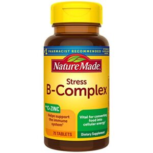 nature made stress b complex with vitamin c and zinc, dietary supplement for immune support, 75 tablets, 75 day supply