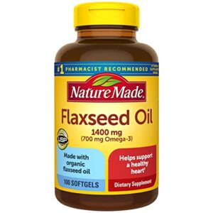 nature made extra strength flaxseed oil 1400 mg, dietary supplement for heart health support, 100 softgels, 100 day supply
