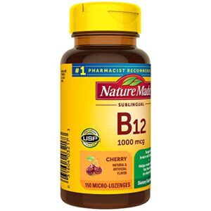 Nature Made Vitamin B12 Sublingual, Easy to Take, 1000 mcg for Energy Metabolism Support, 150 Sugar Free Micro-Lozenges, 150 Day Supply