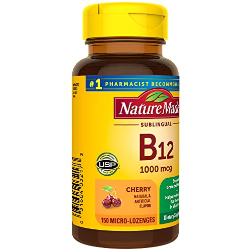 Nature Made Vitamin B12 Sublingual, Easy to Take, 1000 mcg for Energy Metabolism Support, 150 Sugar Free Micro-Lozenges, 150 Day Supply