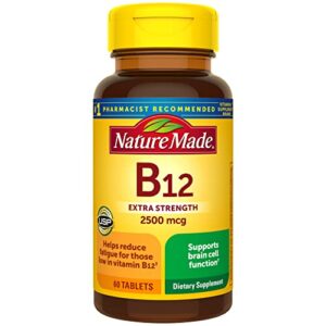 nature made extra strength vitamin b12 2500 mcg, dietary supplement for energy metabolism support, 60 tablets, 60 day supply