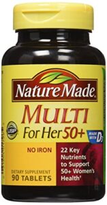 nature made multi for her 50+ vitamin & mineral tabs, 90 ct (pack of 2) (packaging may vary)