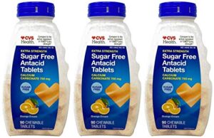 cvs extra strength antacid tablets sugar free, orange creme, calcium carbonate 750 mg, 90 count (pack of 3)