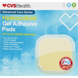 cvs health hydrocolloid gel adhesive pads, 3 pads, 3.94 in x 3.94 in
