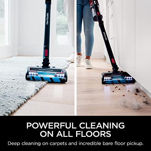 SHARK Shark IZ662H Vertex Pro Lightweight Cordless Stick Vacuum with IQ Display, DuoClean PowerFins & MultiFLEX, 60min Runtime, Black/Red (Renewed)