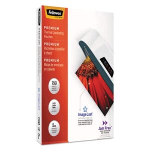 fellowes imagelast laminating pouches with uv protection, 5mil, 11 1/2 x 9, 150/pack