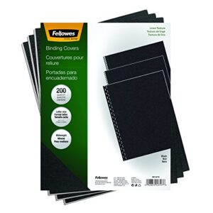 fellowes binding linen presentation covers, letter, black, 200 pack (5217001), black linen