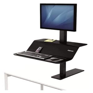 fellowes lotus ve sit-stand workstation – desk mount for lcd display/keyboard/mouse – black