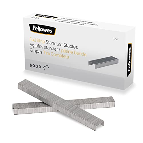 Fellowes 5010801 Standard Staples for Desk Stapler, ¼" Length, 210/Strip, 5,000/Box