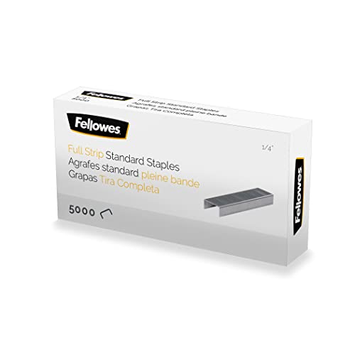 Fellowes 5010801 Standard Staples for Desk Stapler, ¼" Length, 210/Strip, 5,000/Box