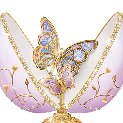 The Bradford Exchange Daughter, Wherever Life Takes You Porcelain Faberge-Inspired Egg-Shaped Music Box Featuring 80 Hand-Set Jewels & Adorned with 22K Gold-Plated Accents