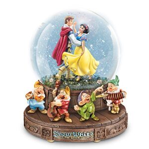 the bradford exchange disney snow white musical glitter globe with the seven dwarfs on a rotating base
