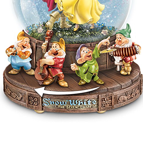 The Bradford Exchange Disney Snow White Musical Glitter Globe with The Seven Dwarfs on a Rotating Base