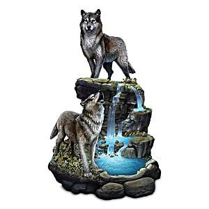 the bradford exchange majestic encounter illuminated wolf sculpture by artist al agnew featuring lifelike