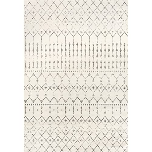 nuLOOM Moroccan Blythe Area Rug, 8' x 10', Grey/Off-white